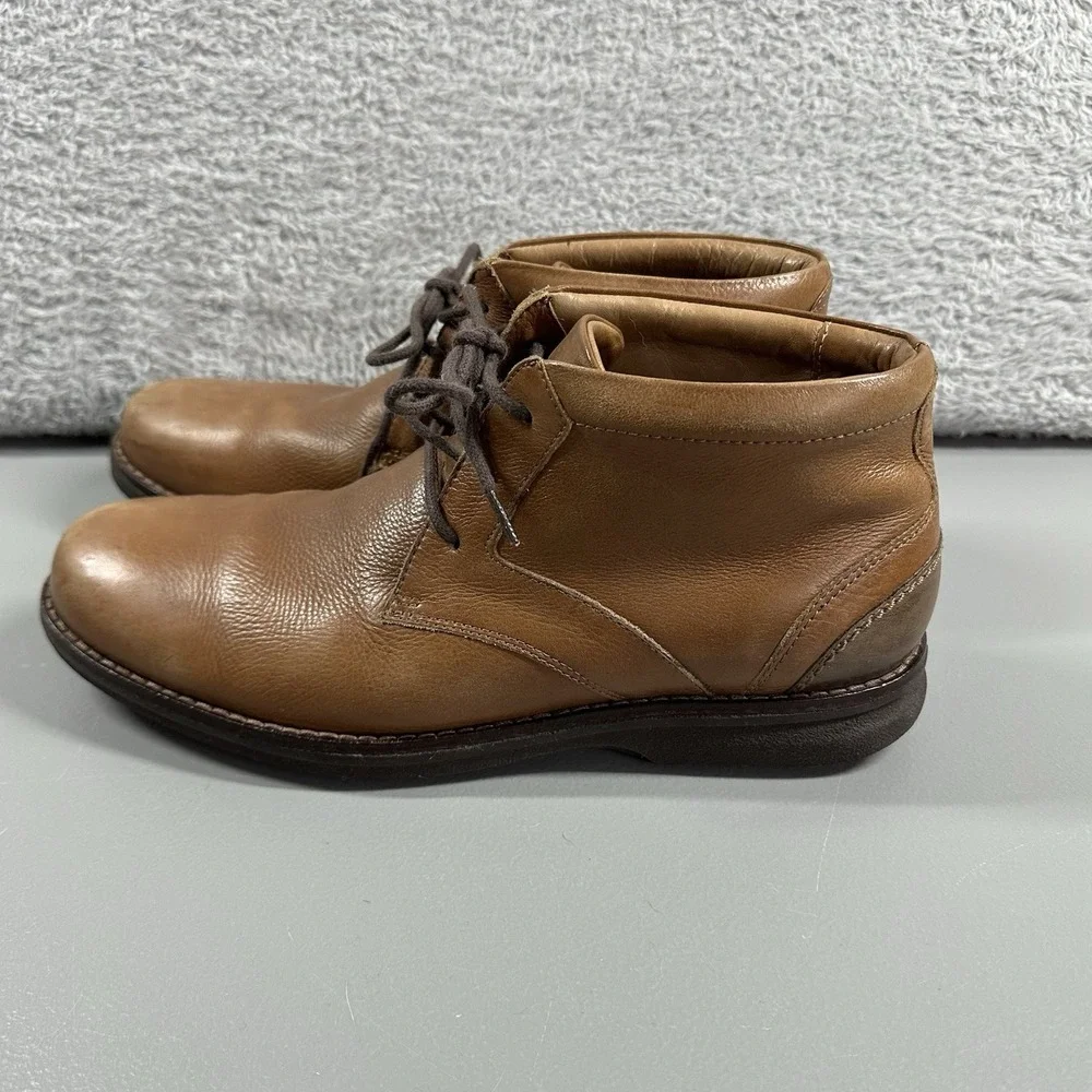 Rockport Chukka Boots Mens 8.5M Premium Class Cognac Brown‎ Leather